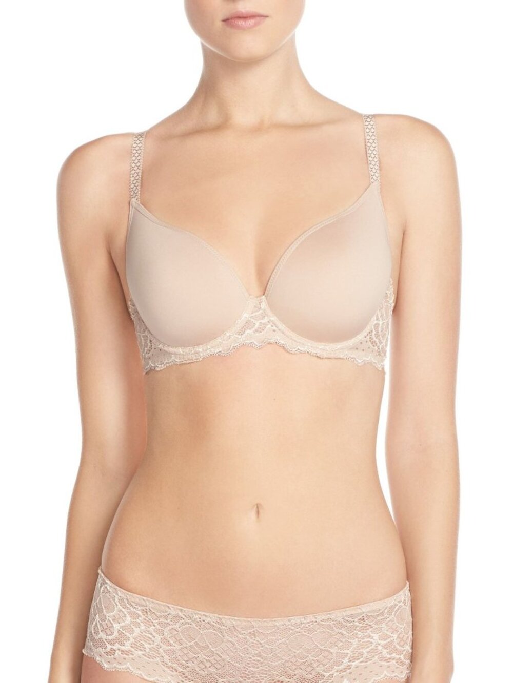 🆕SIMONE PERELE Caresse Plunge Underwire Bra 32G Beige #12A316